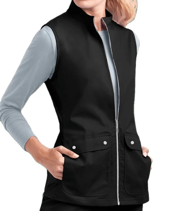 New Design Scrub Uniform Stretch Active Knit Panel Scrub Vest Medical Work Wear