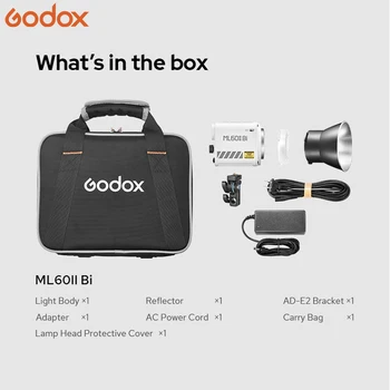 Godox ML60II Bi 70W Bi-Color 2800-6500K Ultra-Compact Handheld Outdoor LED Video Light Photography Lighting LED Mono Light detail image