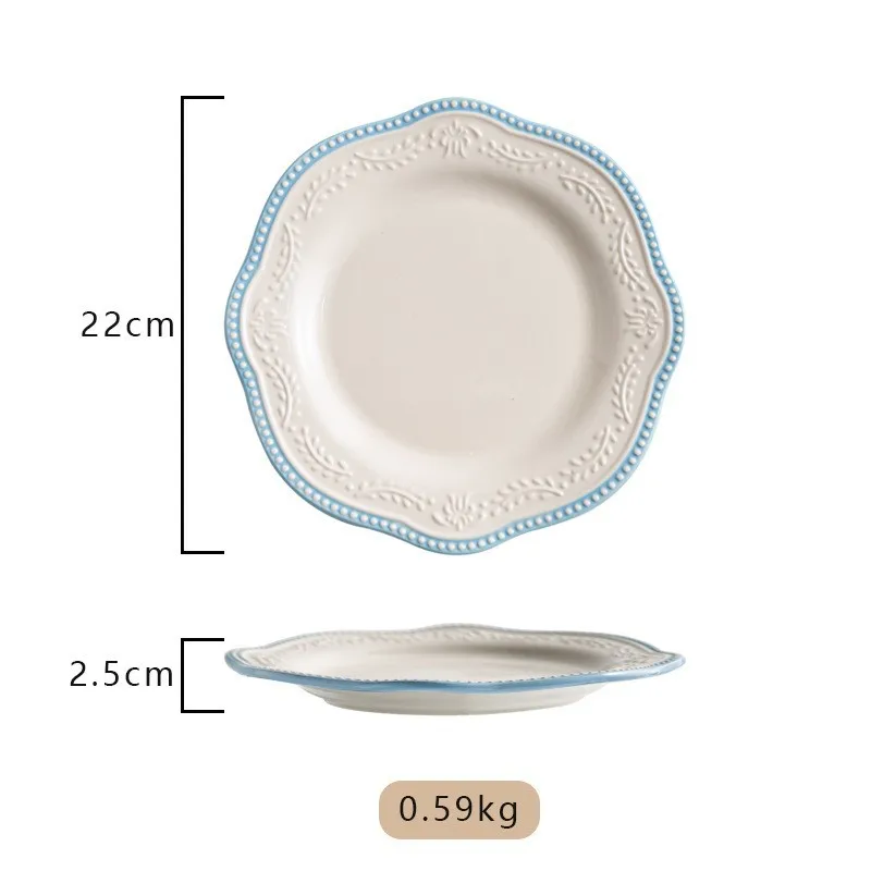 product 85in european lace embossed bead point western plate palace dessert cafe retro flat pastry plate483-60