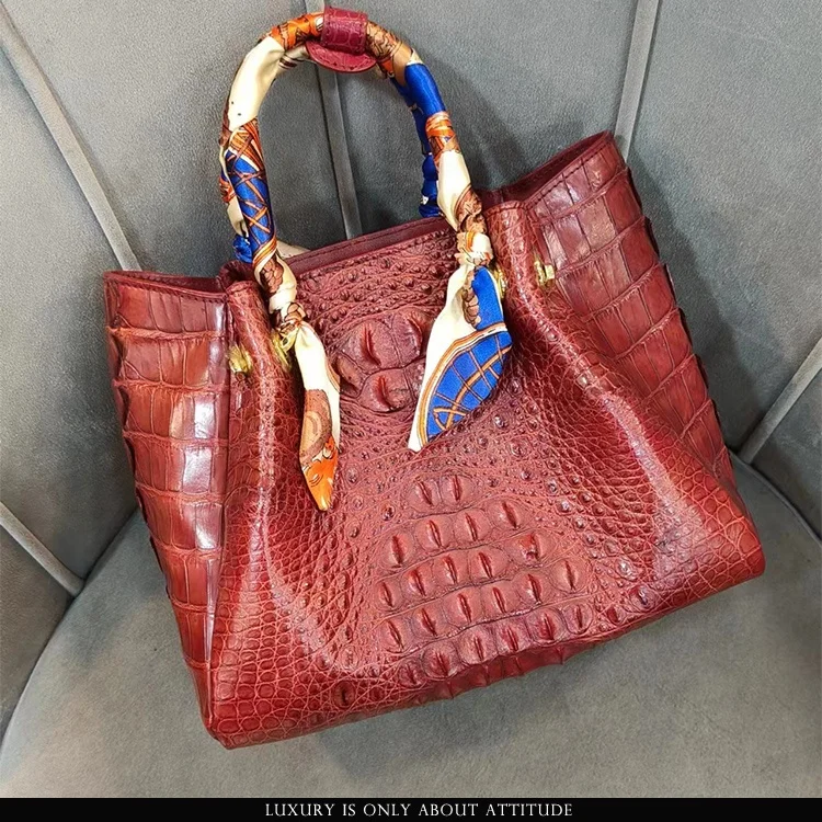Sac à main de luxe en cuir de crocodile véritable de haute qualité