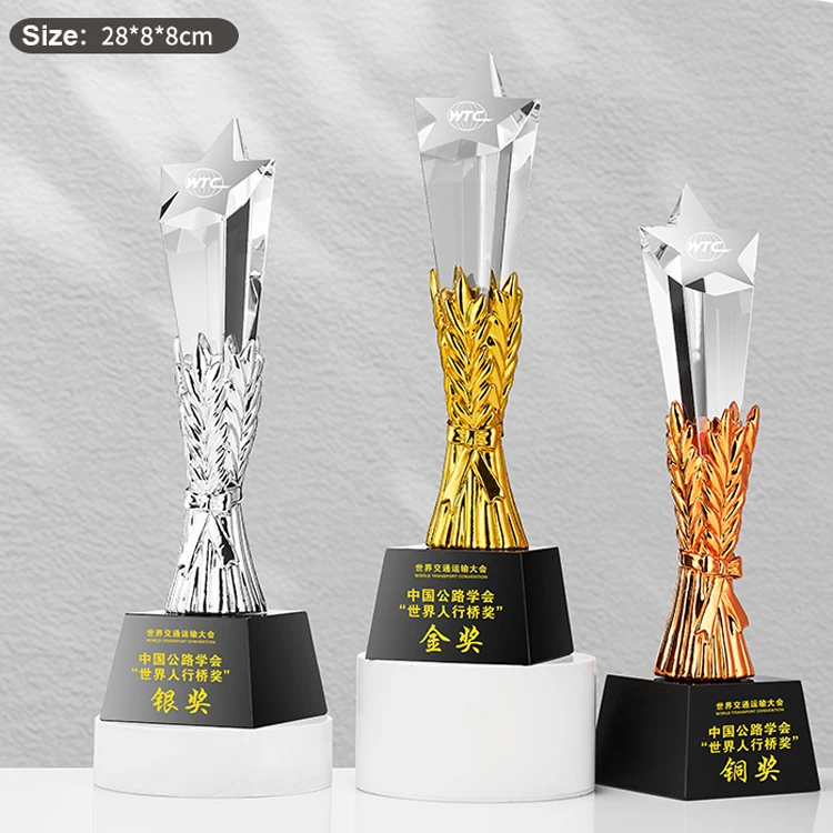 product wholesale professional custom personal logo engraving pillar star crystal trophies and awards-42