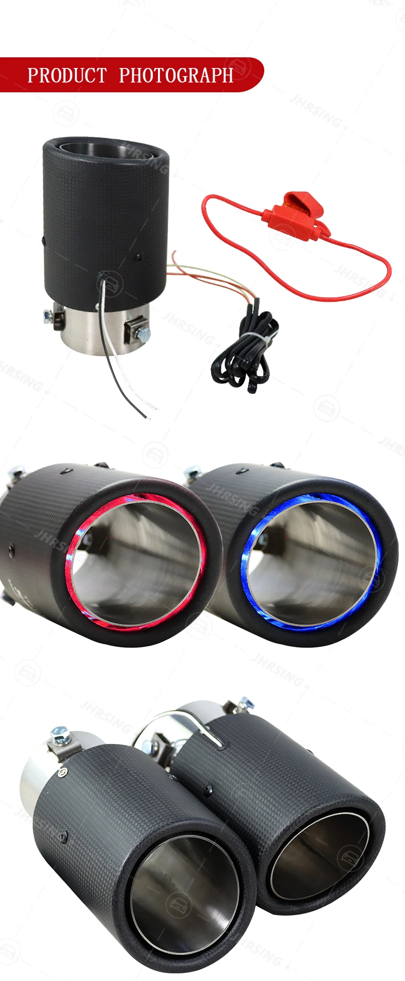 Universal Real Carbon Fiber High Performance Red Blue Light Fashion Car