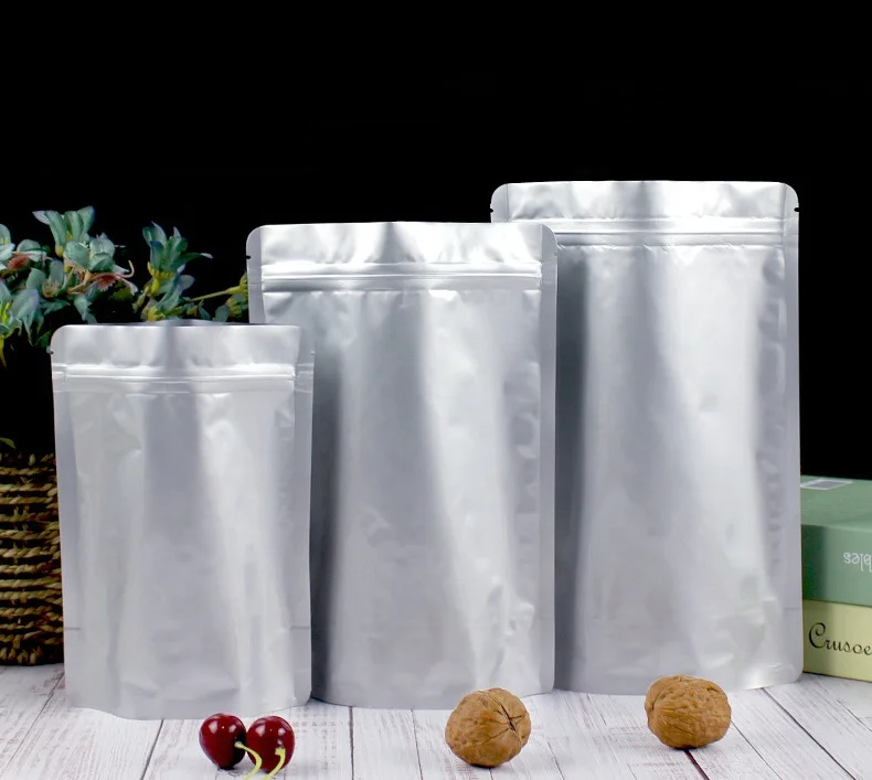 Reusable Mylar Storage Bags Stand up Pouch Mylar Aluminum Foil Bag With Sheets Self-Adhesive Label Stickers for Food