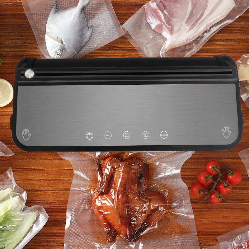 Private Label Kitchen Small Appliances Automatic Vaccum Glass Jar Vacuum Sealer Machine With  Bag Roll Box
