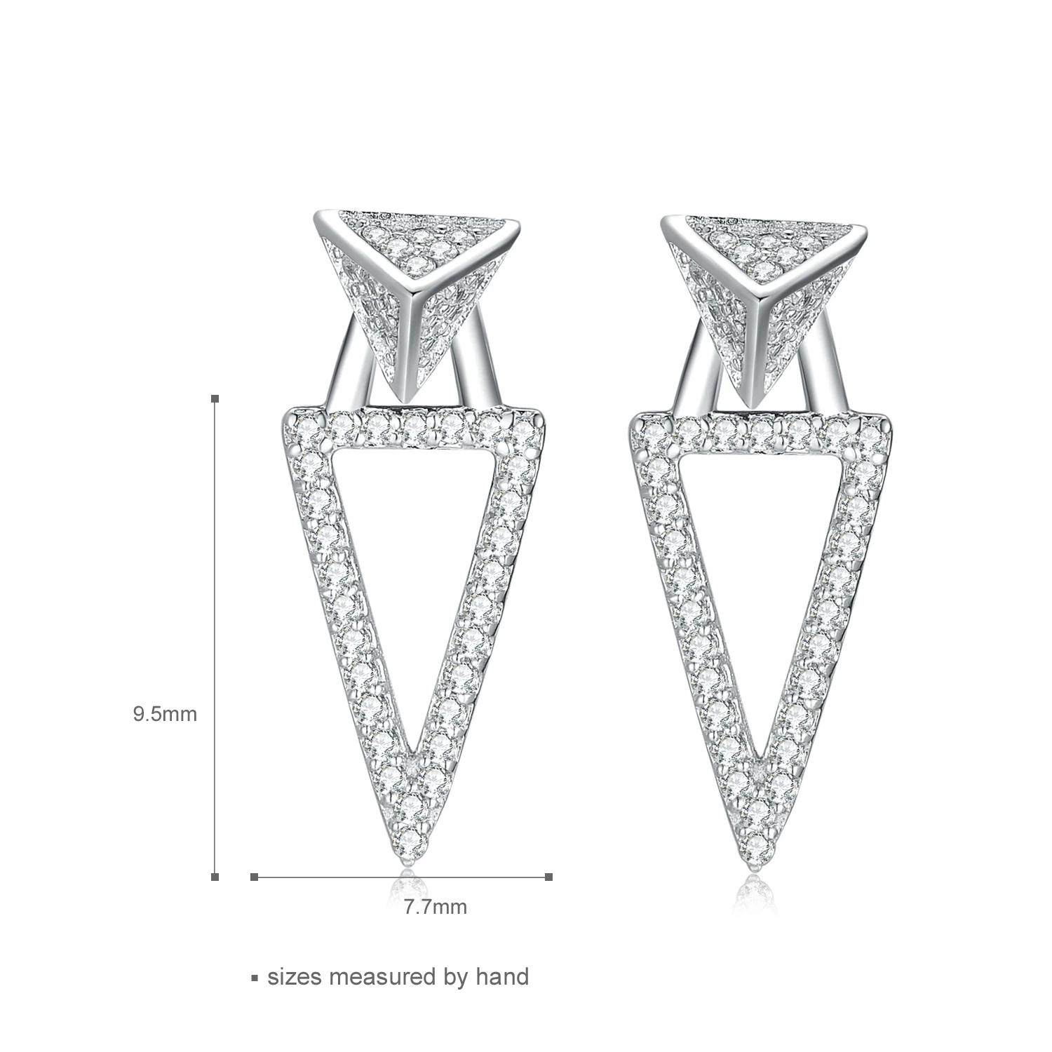 Luxury Jewelry Earring 925 Sterling Silver Women Fashionable CZ Triangle Stud Earring(图7)