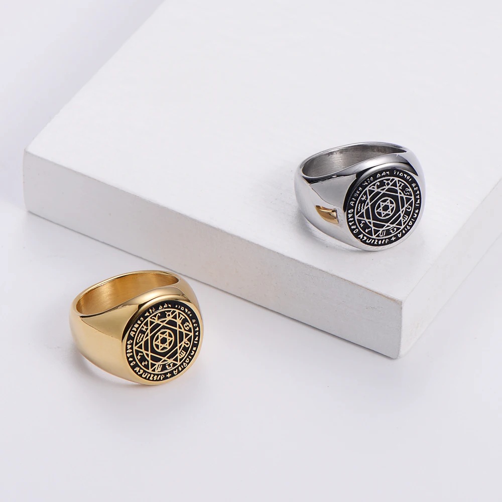 Men Jewelry Star of David Seven Archangels Talisman Protection Amulet Solomon Seal Ring