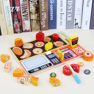 Qieqiele Unisex Kitchen Play Set Wooden Artificial Fruit Store Early Educational Toys for Boys and Girls for Cooking Practice