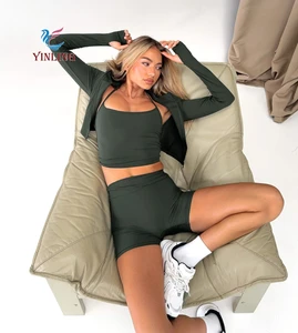 Women's Long-Sleeved Zipper Jacket Set Casual Jogger Gym Sets for Women Breathable Sports Wear