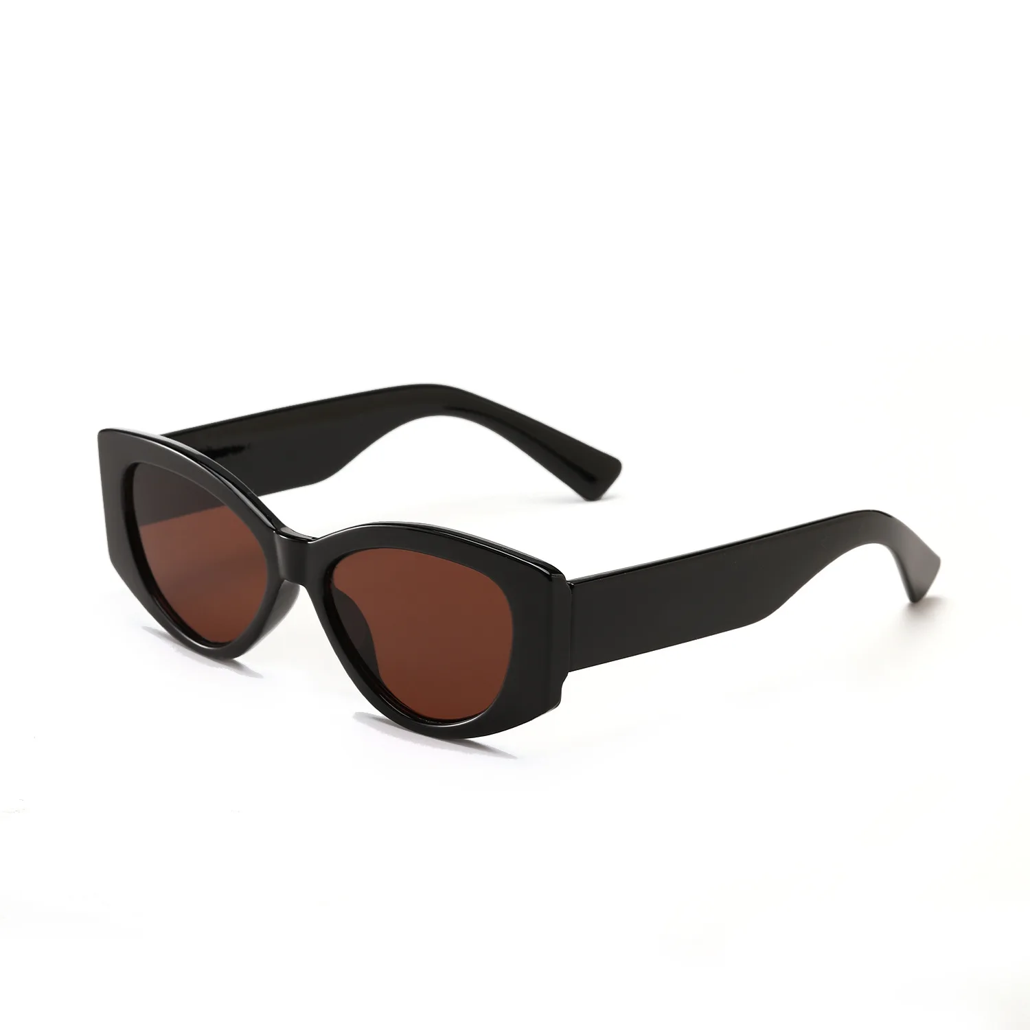 Cute oval thick frame cat eye sunglasses Bold Wide Arms Thick Frame Cat Eye Sunglasses Flat Oval  main image 2
