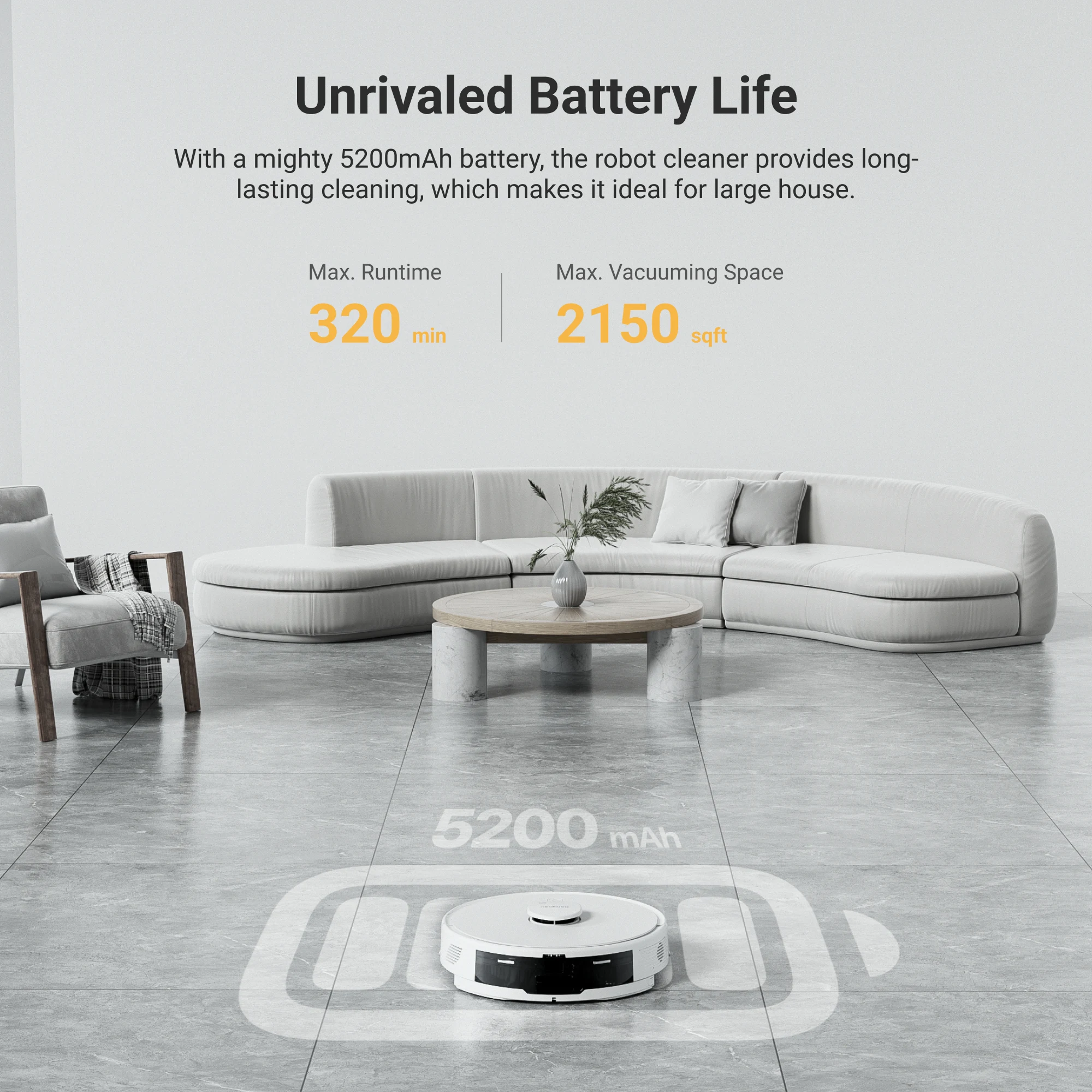 Neabo N2 Self Empty Dust Bin Robot  Vacuum Powerful Suction LDS Robot Vacuum Cleaner Laser 2700Pa with Mop Function and Screen