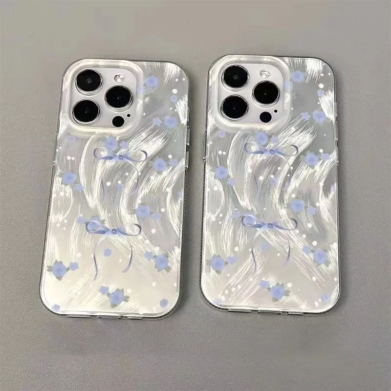 Korean Blue Floral Bow Clear Phone Case for iPhone 17 16 15 14 13 12 11 Pro Max XS XR Max 12 13 MINI 7 8 Plus Y2K Cute Cover Korean Blue Floral Bow Clear Phone Case for iPhone 17 16 15 14 13 12 11 Pro Max XS XR Max 12 13 MINI 7 8 Plus Y2K Cute Cover