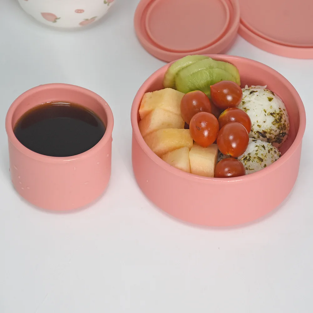 Manufacturer Direct Wholesale Children's Silicone Bento Lunch Boxes with Fresh-Keeper Covers Soup Boxes and Soup Cups manufacture