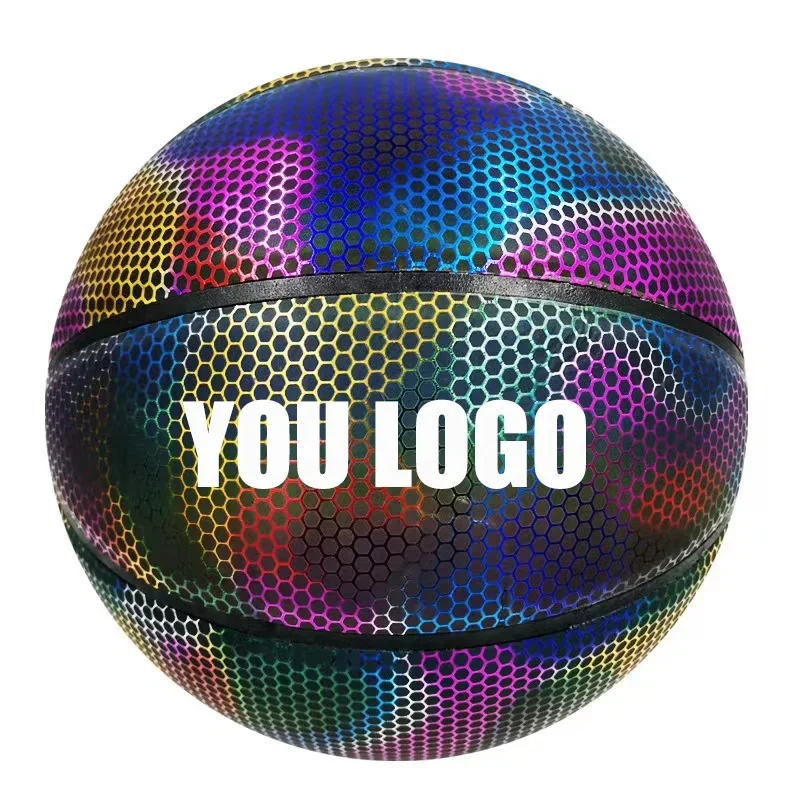 Basketball Glow in The Dark, Cool Glowing Luminous Leather Basketball Indoor Outdoor Size 7/6/5 for Men, Women, Teenager (with Pump