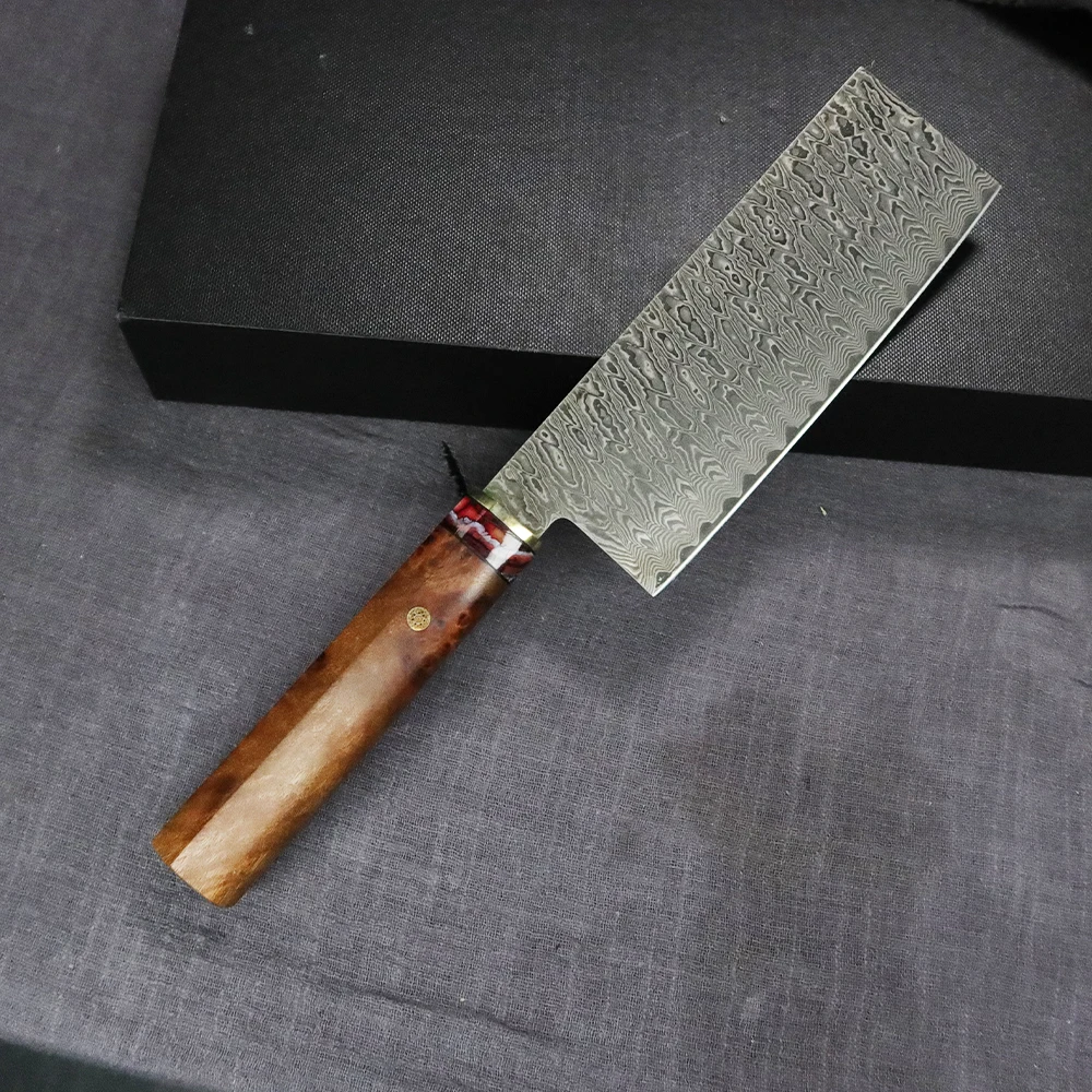 Damascus Steel Chef Knife - Carbon Steel Chopping  Slicing Knife