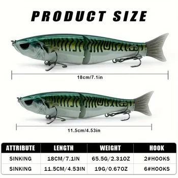 Cheery Lvde 18 Centimeter 65.5g Single Jointed ABS Gliding Fish Sinking Lure Big Game Trout Bass Fishing Swim Bait – Hard Lure – view 3