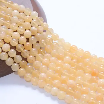 Natural Stone Yellow Chalcedony Jades Loose Beads 6 8 10 MM natural stone bead bracelet