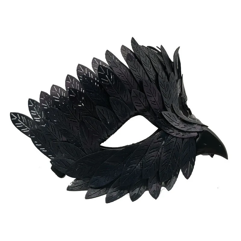 HLC Black Bird Beak Masquerade Masks Manufacturer Carnival Half Face Owl Raven Feather Mask for Halloween Cosplay Props Supplies