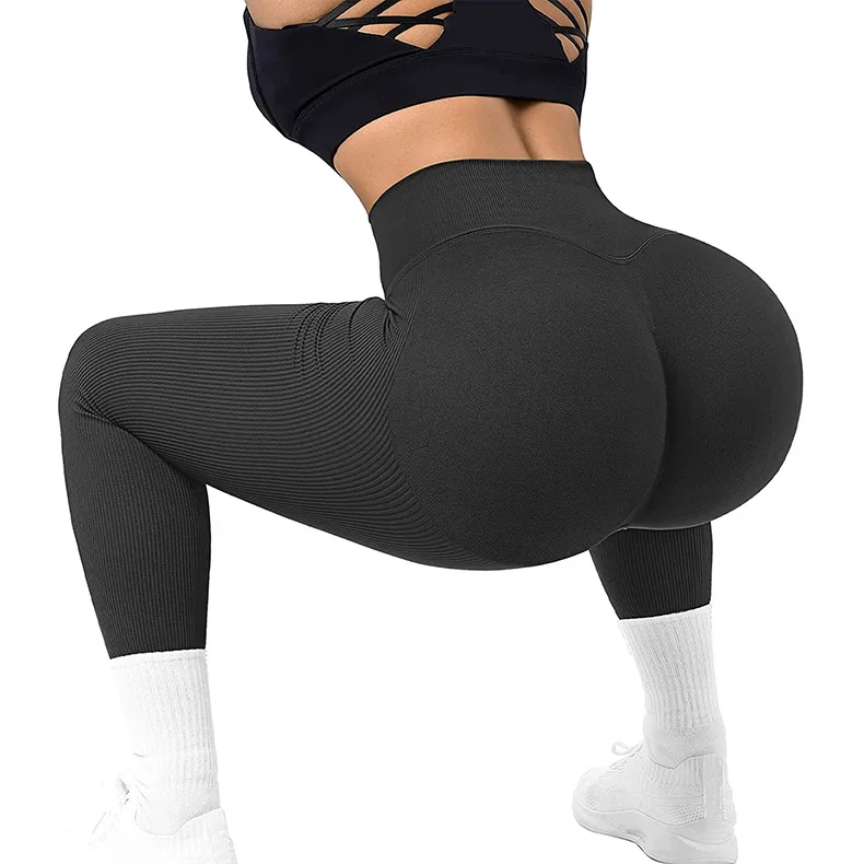 New Arrival Threaded Fitness Exercise Yoga Leggings Women High Waisted Leggings Slimming Hip