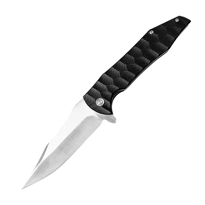 Outdoor Tactical Camping Hunting Bushcraft EDC Folding Pocket Knife G10 Push Button Combat Knife Durable Nylon OEM Customizable