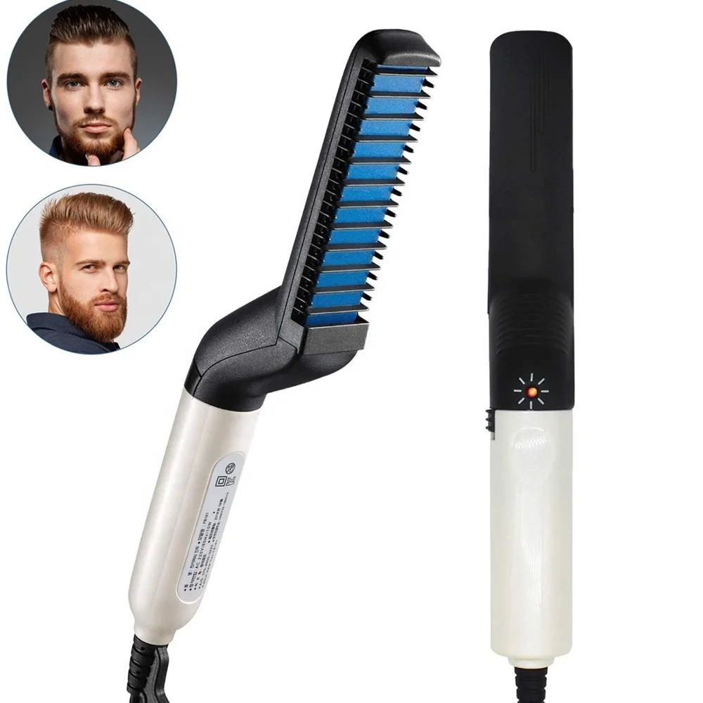 Multifunctional Hair Comb Men's Quick Beard Brush Straightener Curling Curler Straightener Hair 