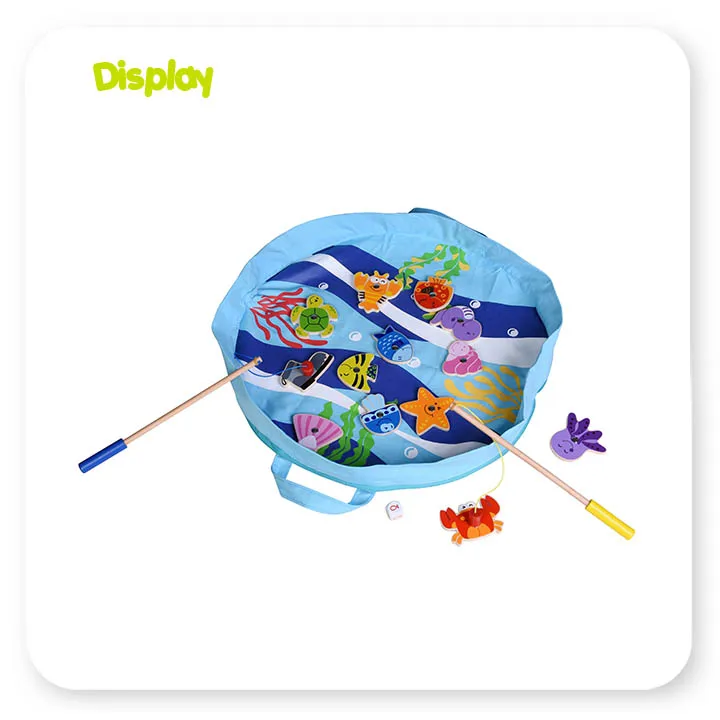 Детская игрушка для рыбалки деревянная Магнитная с сумкой хранения игра