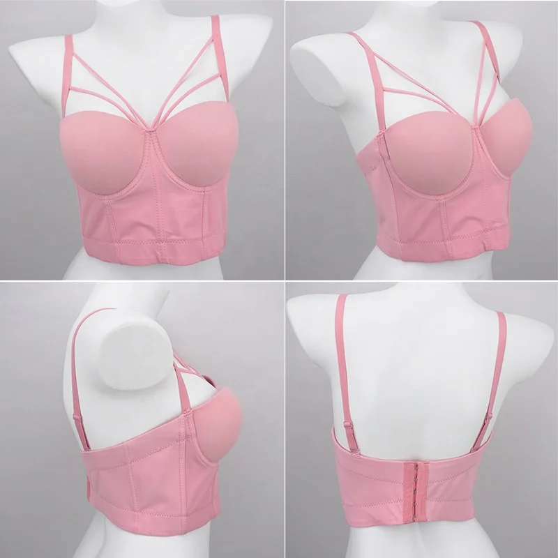 4095 Wholesale Woman Bra Vest Tank Top Gathered Vest Bustier Blouse Women Crop Tops Bra Sleeveless Bra Top