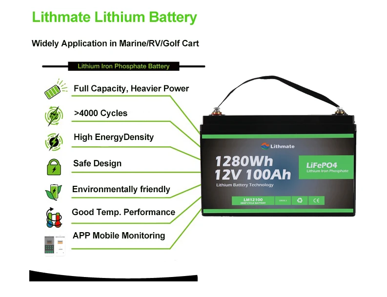 Lithmate Marine Rv Solar Deep Cycle 12v100ah Lifepo4 Battery Cost Performance 100 Ah Lithium Ion Batteries