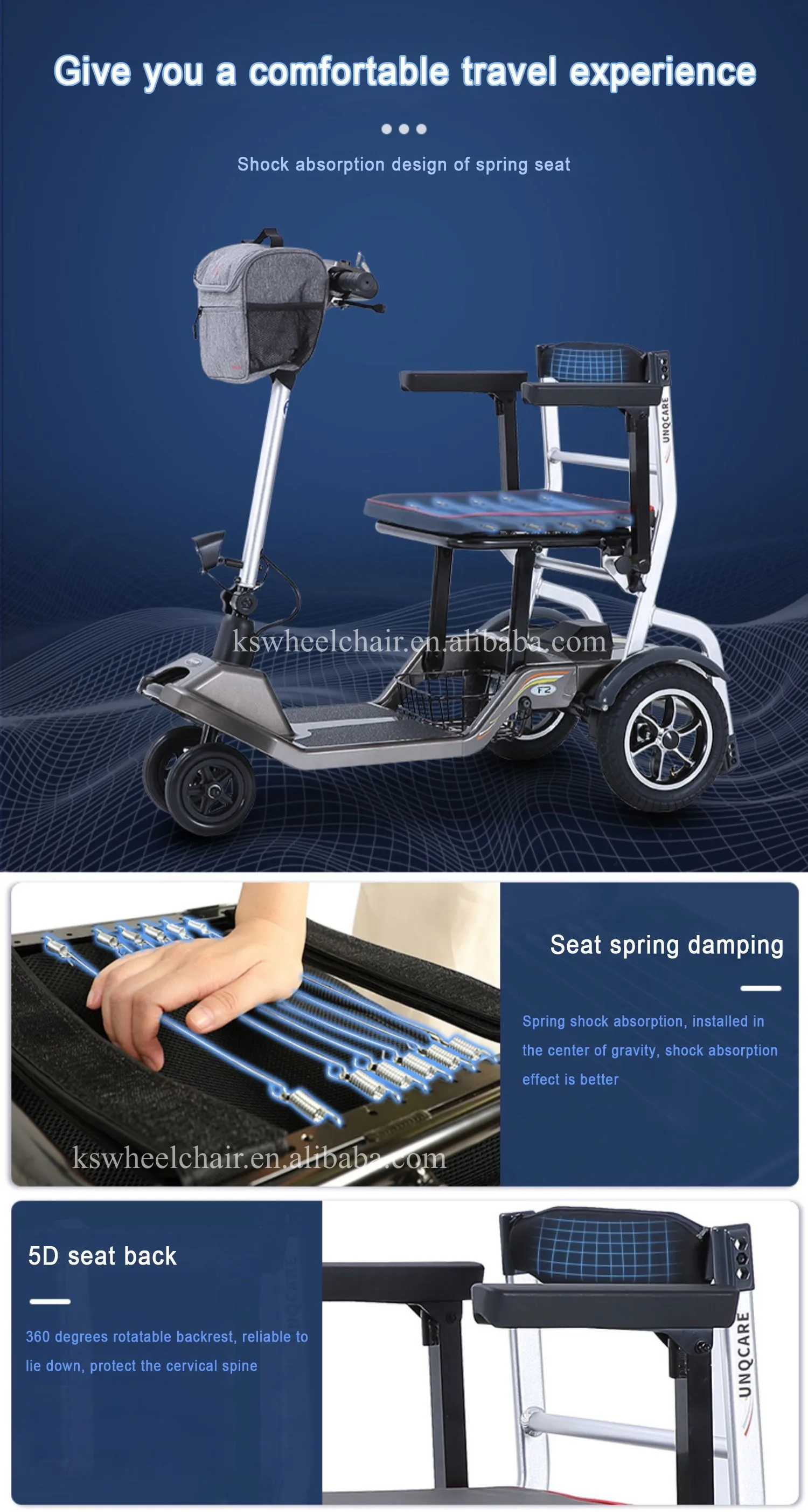 Intelligent Folding Lightweight Electric Mobility Scooter Handicapped