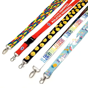 2021 Fashion Free Sample No Minimum Order Custom Sublimation Printing Lanyard Silk Printing Keychain Strap Lanyard Lanya