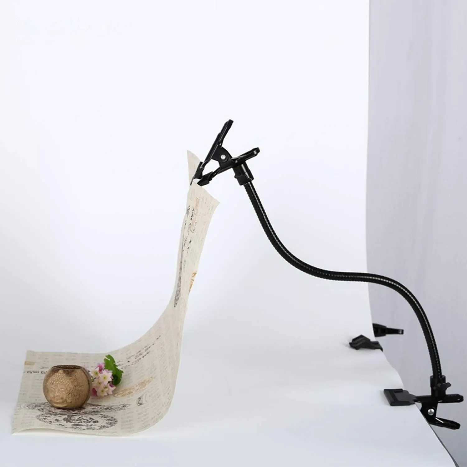 Double Clamp Snake Clamp Flexible Gooseneck Dual Arm Flexible Magic Background Clip Metal Gooseneck Holder