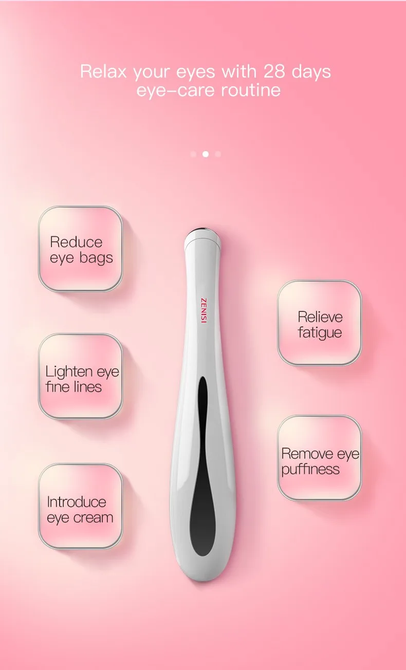 US Plug Handheld Anti-Wrinkle Magic Eye Massager Pen Negative Ion and Vibration for Face Lifting & Dark Circles Removal
