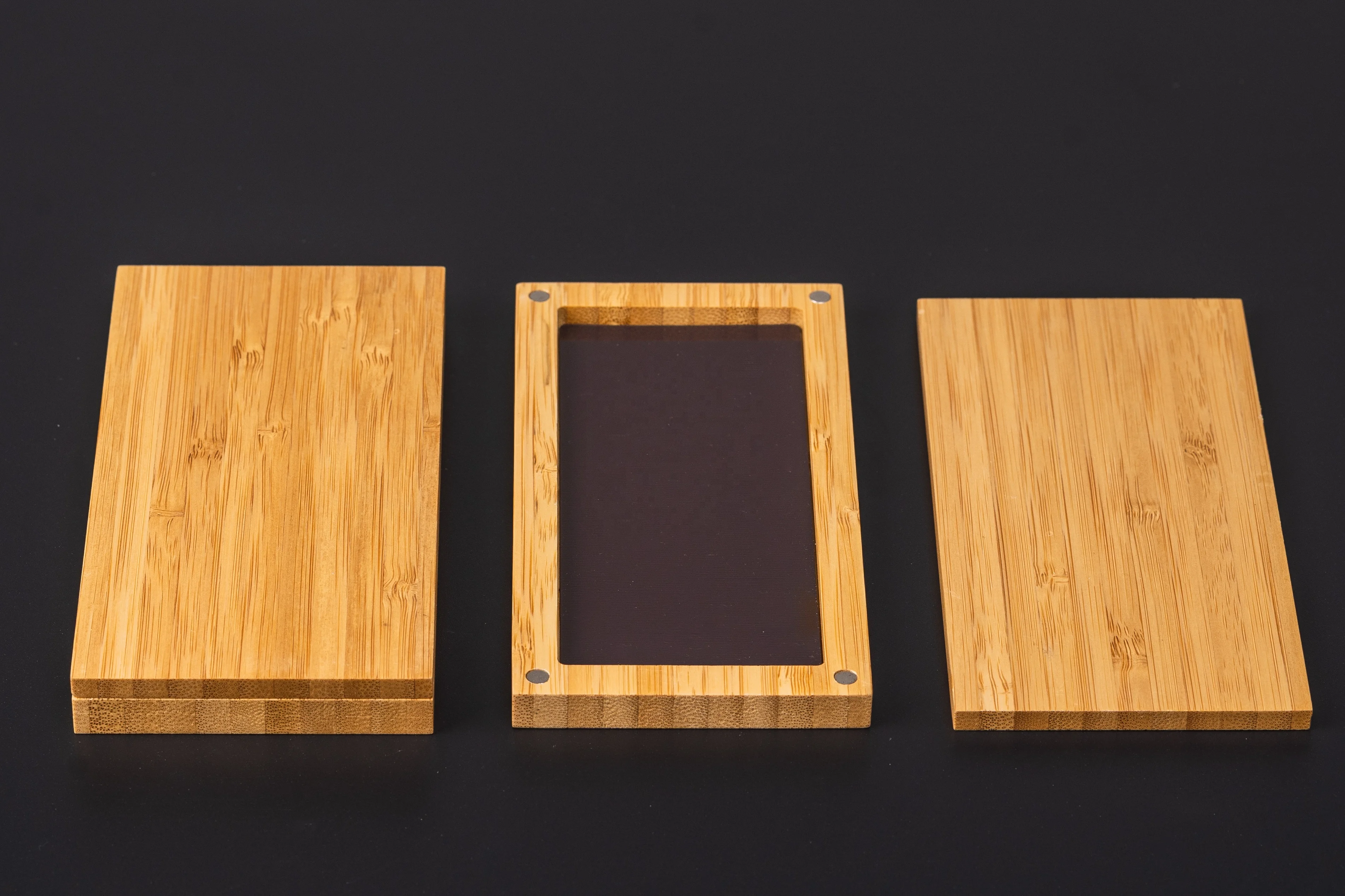 Natural wooden magnet make up boxes bamboo eye shadow container palette