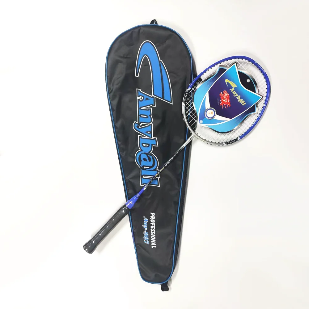 Cheap High Quality Factory wholesale Iron and Nylon String Badminton Racket Single Piece Racket With String and a bag