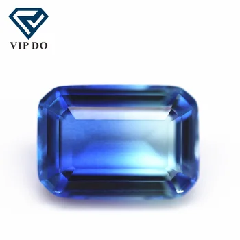 Wholesale 4*6mm-13*18mm octagon step cut shape synthetic tourmaline loose gems rectangle emerald cut crystal glass tourmaline