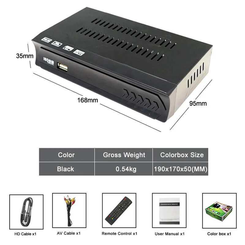 ISDB-T Receiver Set Top Box Conversor Digital Tv HD FTA ISDBT Decoder Tv Tuner Terrestrial for Brazil Chile Peru Venezuela