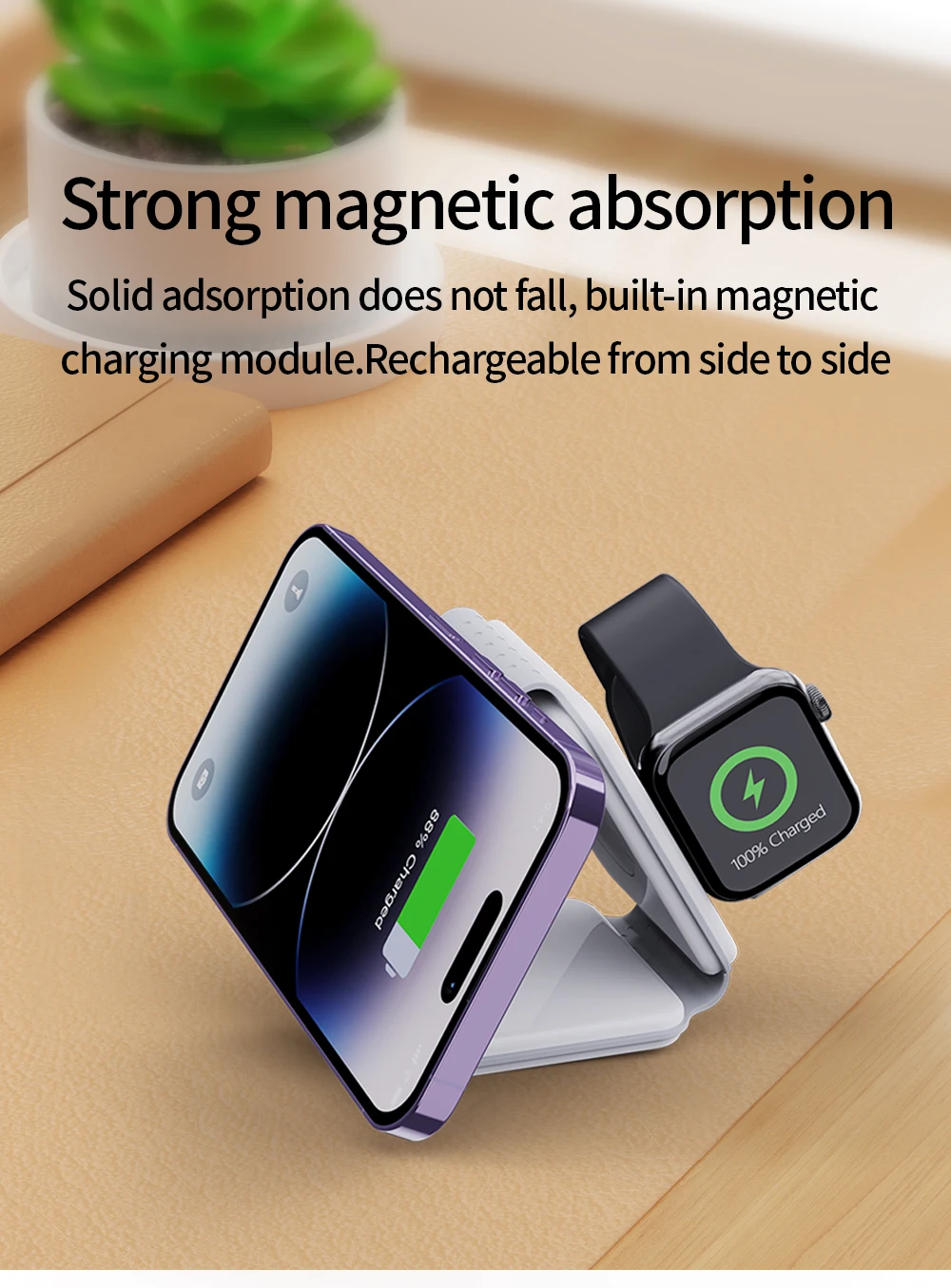 15W 3-in-1 Wireless Charger Holder Convenient Charging for Multiple Devices Including Watches IPhones Headphones Made PC