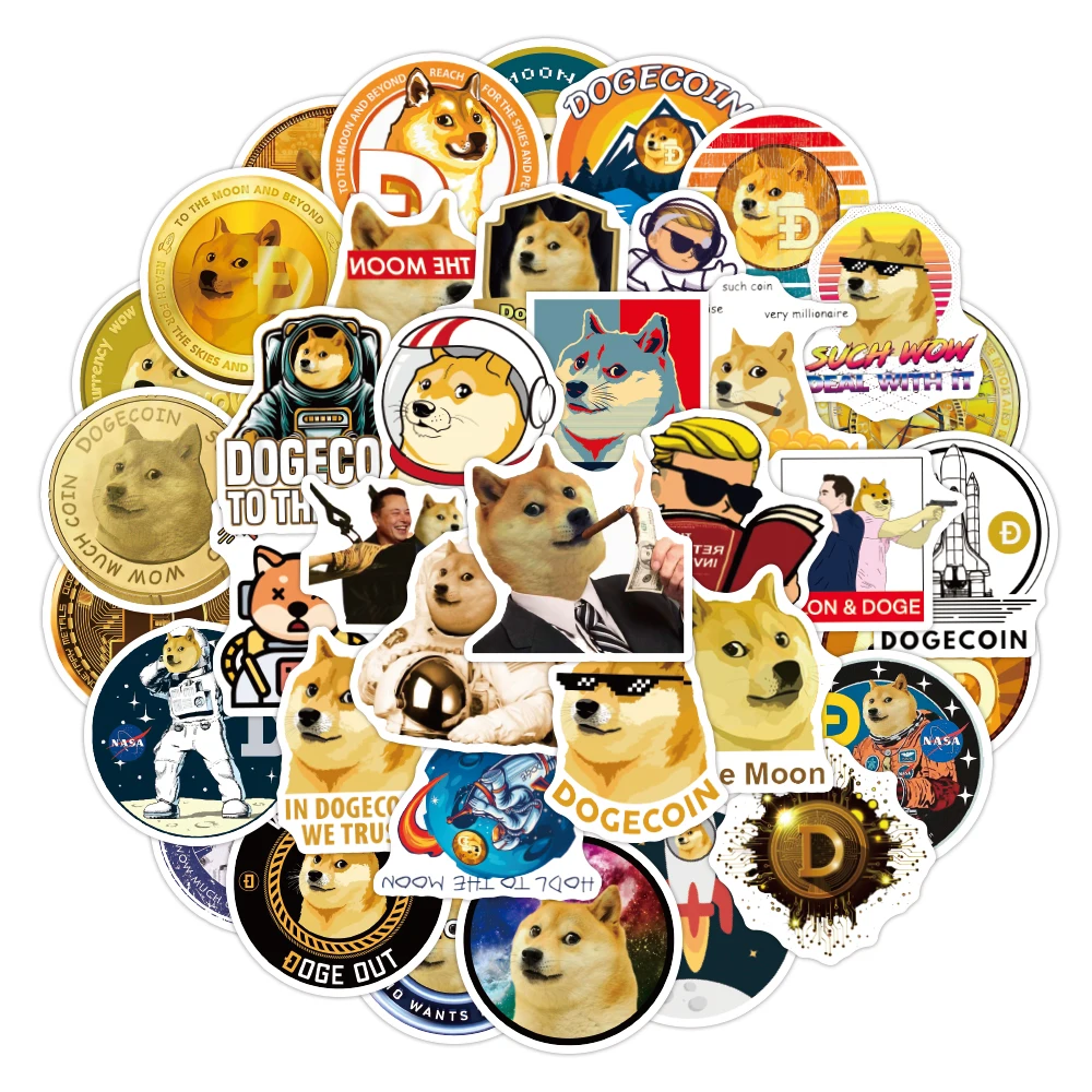 50 милых мультяшных догкоин, наклейка на багаж, ПВХ самоклеящаяся бутылка для воды, скейтборд, Подарочная наклейка для детей/подростков/взрослых