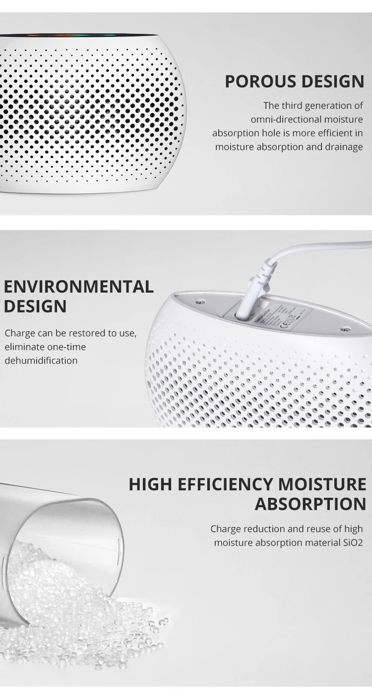 Rechargeable Mini Dehumidifier Silicone Gel Air Desiccant Dehumidifier for Home Car