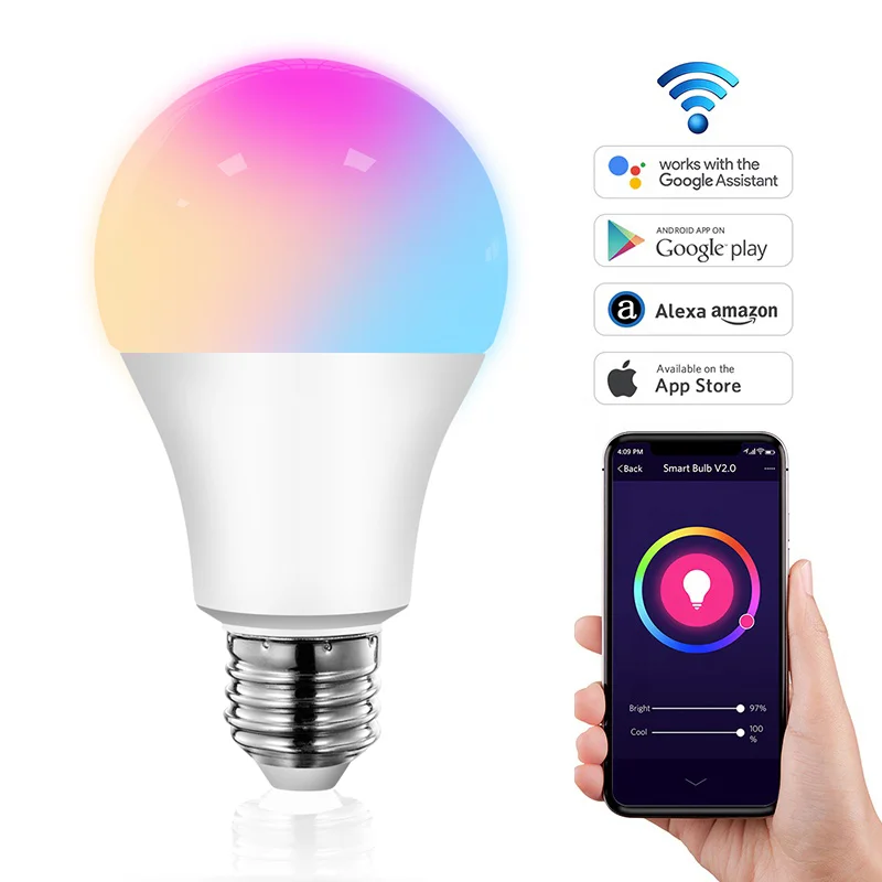 Remote Control Smart Light 9 W Wifi Led Bulb With Cct Rgb For Smart