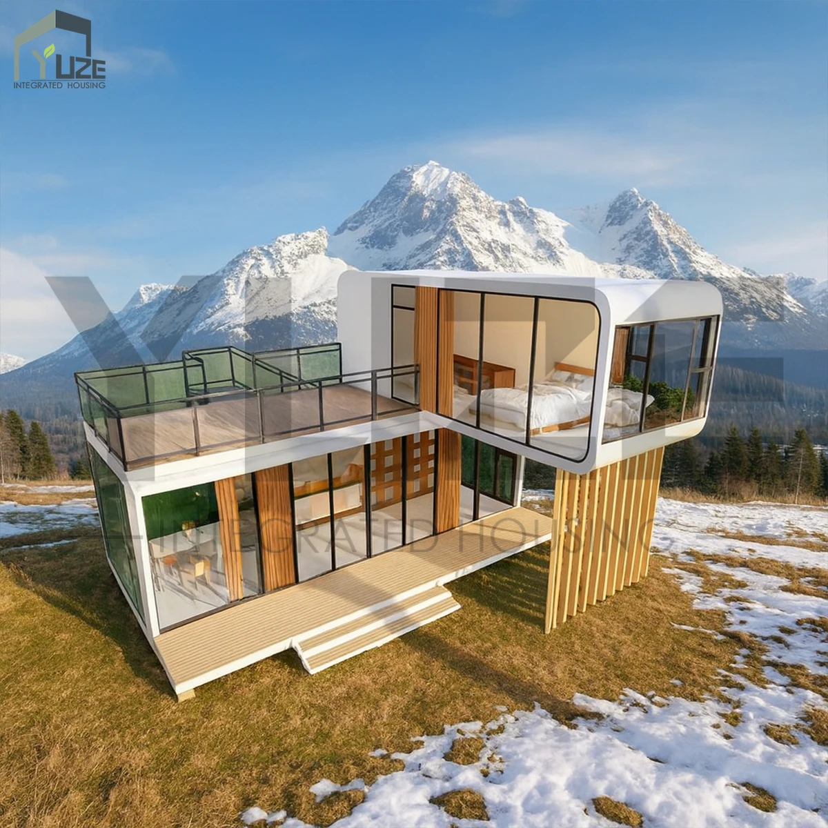 Custom Size and Design Prefabricated apple Cabin Capsule House 2 Floors