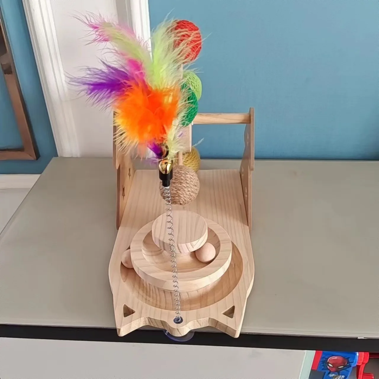 New Pet Supplies Tease cat Stick cat Ferris Wheel Sisal Ball Solid Wood cat Rotary Table Base Multi-functional Puzzle cat Toys factory