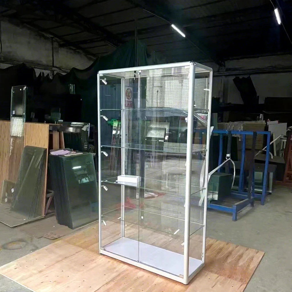 Standard and Customized Full Vision Display Cases for Collectibles Aluminum with Led Light Lockable Glass Display Showcase