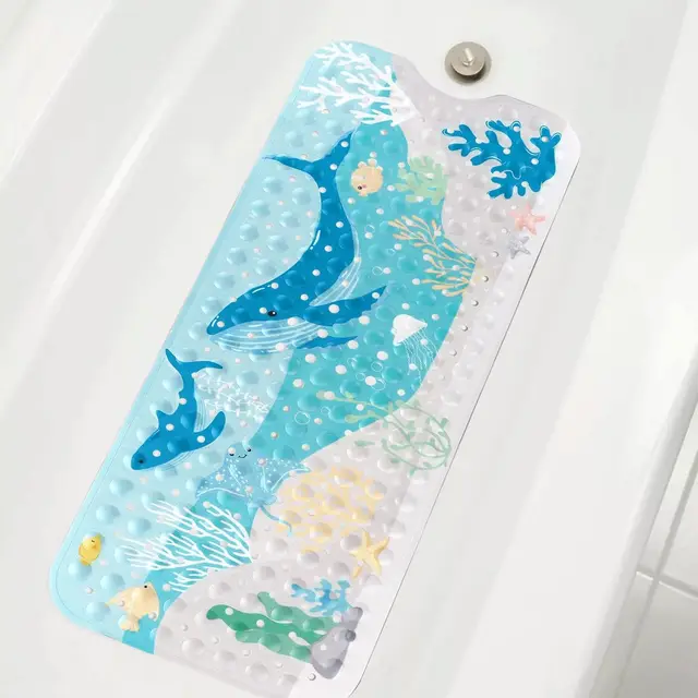 Hot Selling Kids PVC Bath Shower Mat Non-Slip Odorless Suction Cup Massage Foot Pad with Printed Design Best Bathroom Product