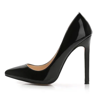 fashion pointed black stiletto for job women high heel shoes