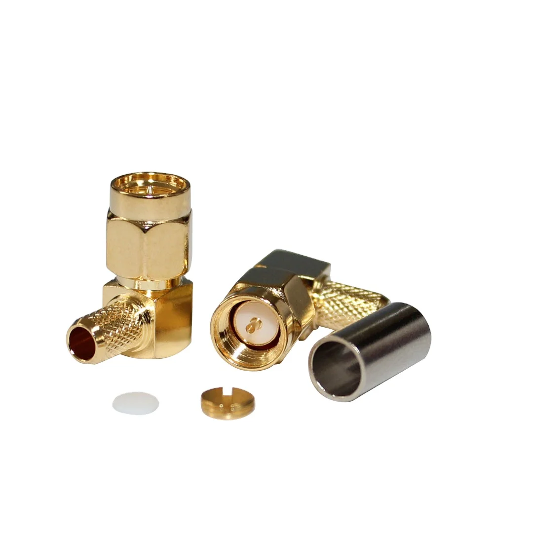 SMA-C-JW3 Connector RF SMA Right Angle Gold Plated SMA Male Connector for RG142 Cable RG58 SMA Connector