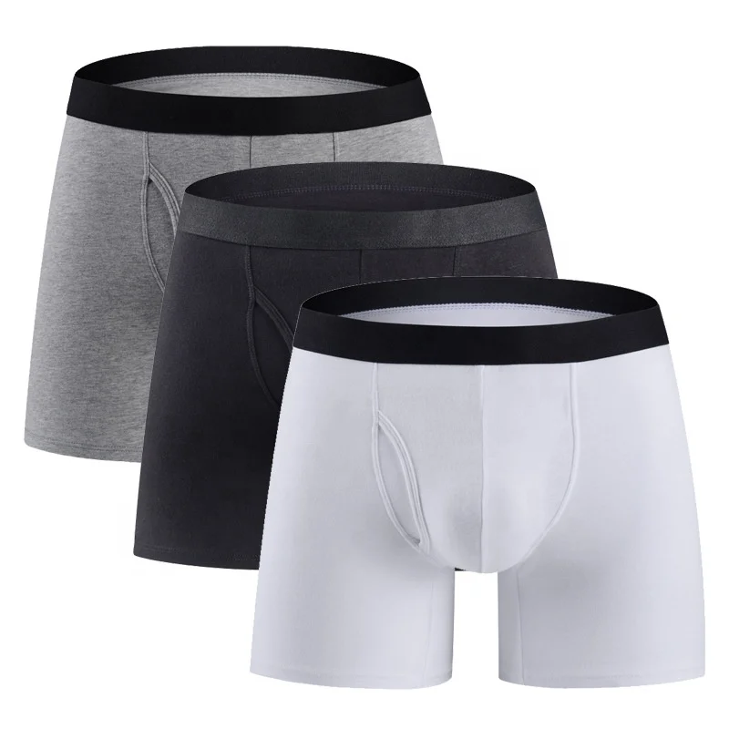 Custom Logo High Quality Men Cotton Boxer Briefs Underwear Breathable ...