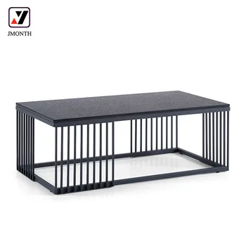 Stainless Steel Stone Top Coffee Table Modern Living Room Furniture Side Table