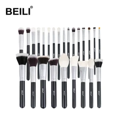 BEILI натуральная Кисть для макияжа из козы, 25 шт., кисть для нанесения основы, пудры, теней, смешивания, Высококачественная Кисть для макияжа, частная торговая марка, оптовая продажа