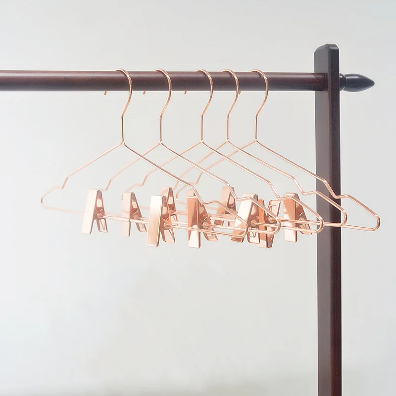 Customized Stand Clothes Hanger Rack Save A Space Silvery Golden Rose
