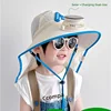 Letra a chal sombrero abanico-beige-carga usb solar